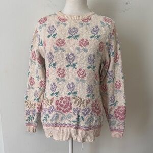 Vintage Laura Ashley floral cotton crew neck sweater